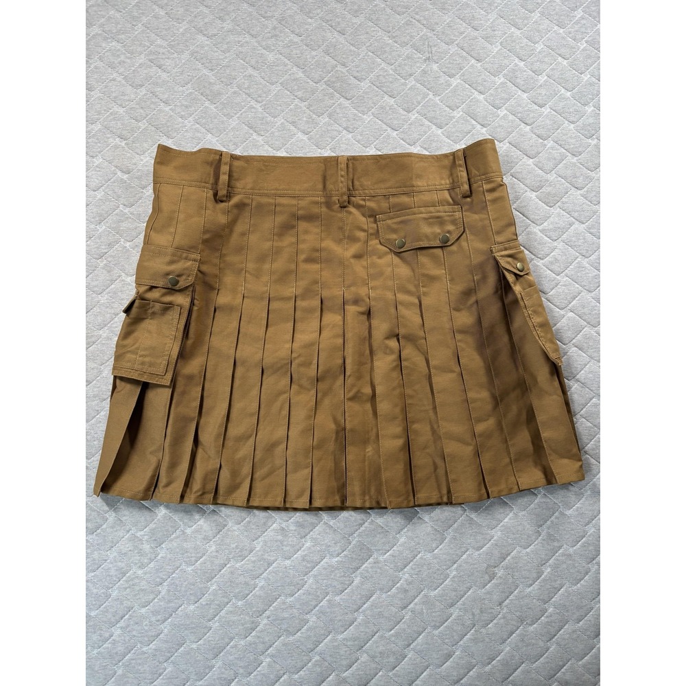 Kilt Skirt Mens 48 Brown Canvas Pleated Cargo Utility Adjustable Buckle Scottish